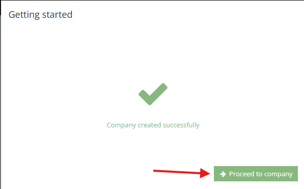 Confirmation message after company creation